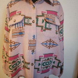 Pink Aztec Button-Up Shirt